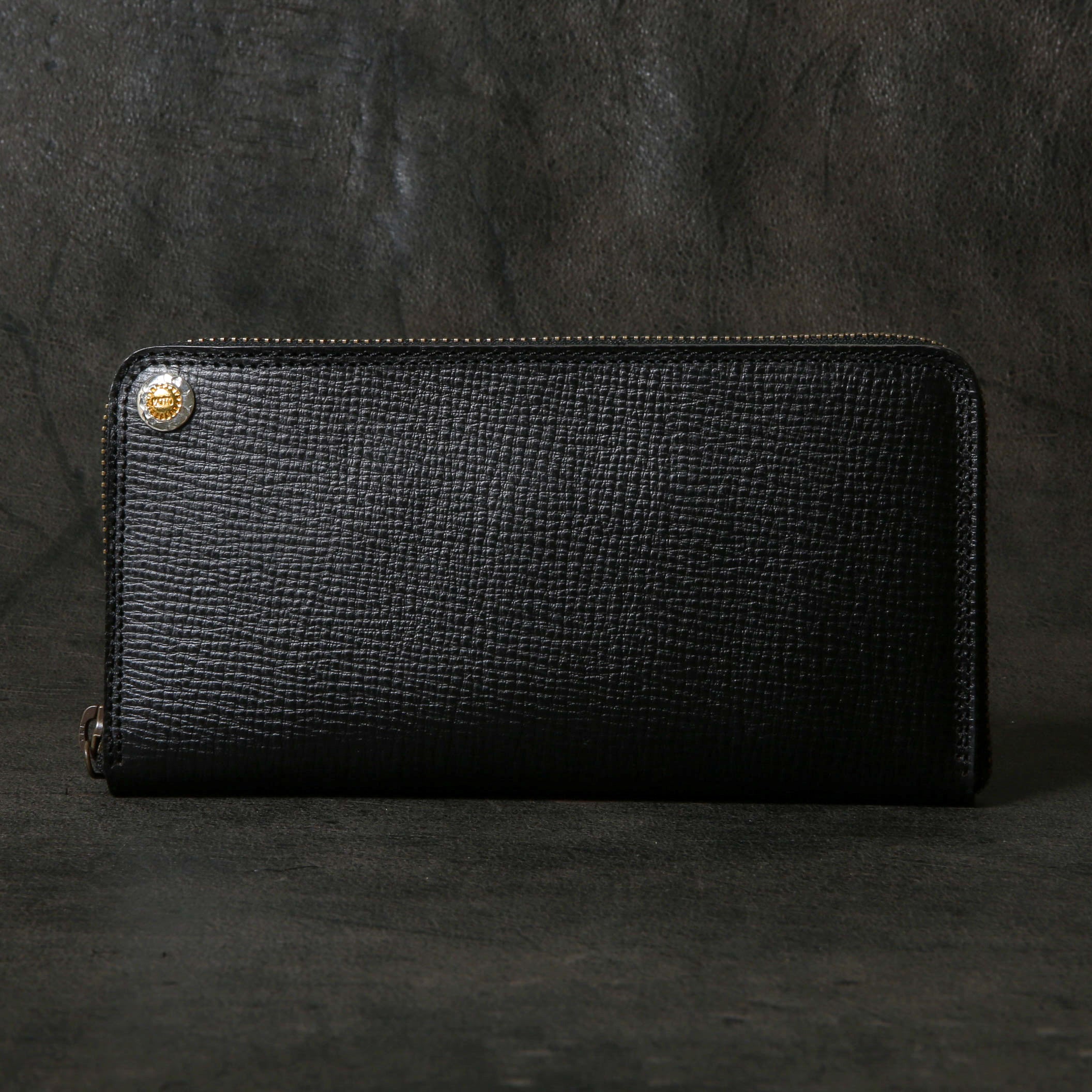 ブラック クロス模様 長財布 2025 SPECIAL】FW1 クロスハッチコードバン ≪BLACK≫ ジップロング