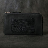 【2025 SPECIAL】FW5 ハンドダイ・クロコ × ホーウィンヌメ ≪BLACK≫ L字ファスナーロングウォレット