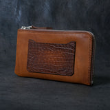 【2025 SPECIAL】FW5 ハンドダイ・クロコ × ホーウィンヌメ ≪BROWN≫ L字ファスナーロングウォレット