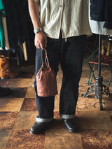 BAG70 ≪BROWN≫ GOAT LEATHER POUCH ゴートレザー巾着ポーチ