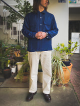 RCL62 ≪NAVY≫ "MOTOR NEW VINTAGE" RAYON LONG SLEEVE OPEN COLLAR SHIRTSレーヨン開襟長袖シャツ