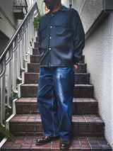 RCL62 ≪BLACK≫ "MOTOR NEW VINTAGE" RAYON LONG SLEEVE OPEN COLLAR SHIRTSレーヨン開襟長袖シャツ