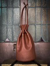 BAG70 ≪BROWN≫ GOAT LEATHER POUCH ゴートレザー巾着ポーチ