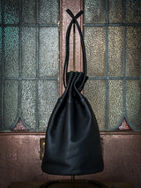 BAG70 ≪BLACK≫ GOAT LEATHER POUCH ゴートレザー巾着ポーチ