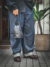BAG70 ≪BLACK≫ GOAT LEATHER POUCH ゴートレザー巾着ポーチ