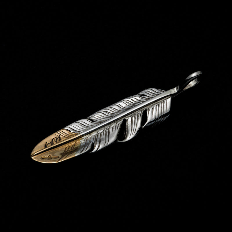 MOTOR FT-05R , FEATHER PENDANT (18K GOLD ACCENT) , MEDUIM , RIGHT /  先金中フェザー(右)
