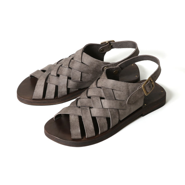2026 NEW COLLECTION】#1660 ≪GRAY≫ ITALIAN LEATHER MESH SANDAL