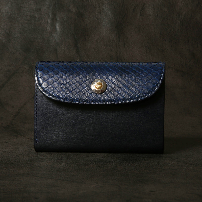 【2025 SPECIAL】W6 藍染パイソン × ブライドルレザー ミドルウォレット