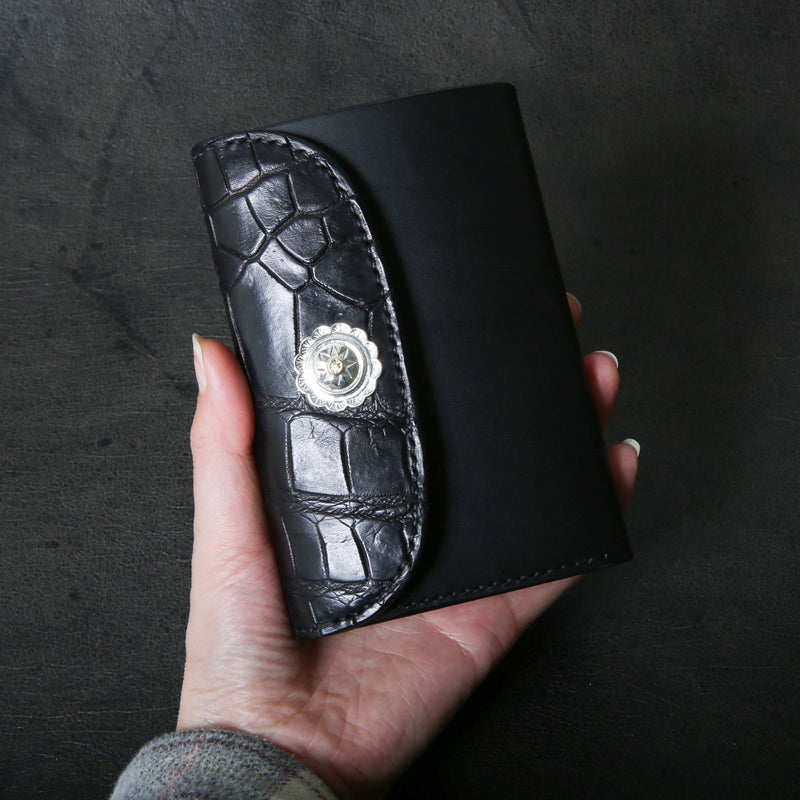 【2025 MOTOR SPECIAL】HW6 ハンドダイ・クロコ ≪BLACK≫ "HIDEO MOTOIKE" ミドルウォレット