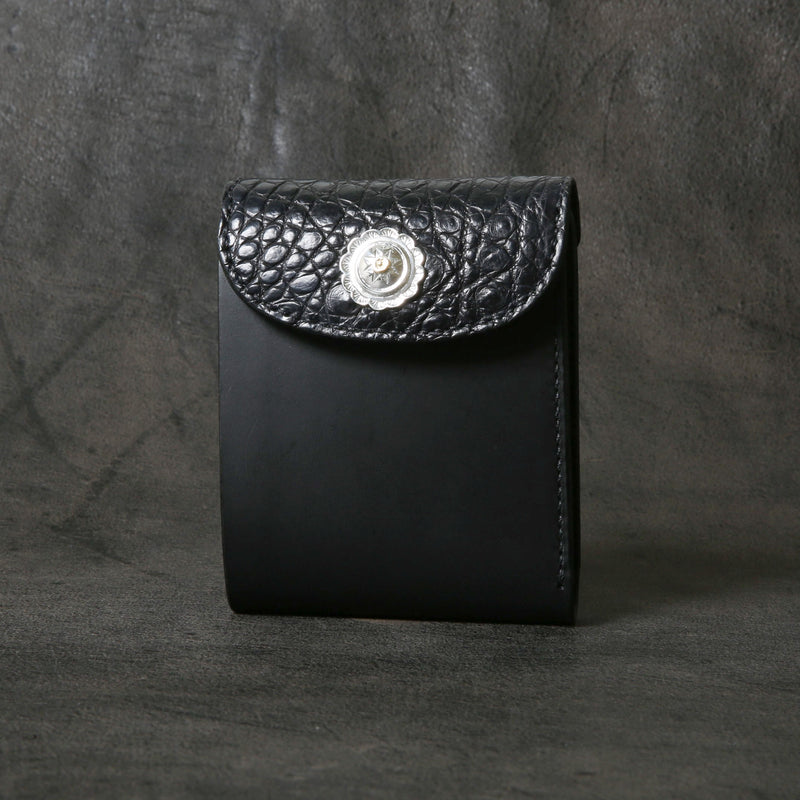 【2025 MOTOR SPECIAL】HW7 ハンドダイ・クロコ ≪BLACK≫ "HIDEO MOTOIKE" ショートウォレット