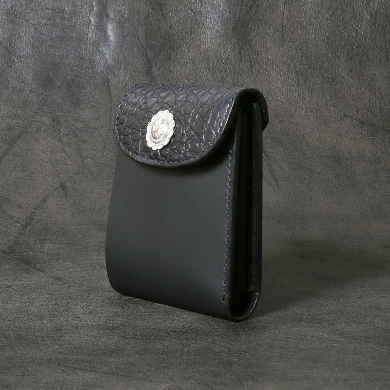 【2025 MOTOR SPECIAL】HW7 ハンドダイ・クロコ ≪BLACK≫ "HIDEO MOTOIKE" ショートウォレット