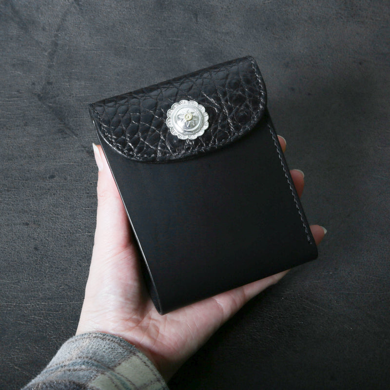 【2025 MOTOR SPECIAL】HW7 ハンドダイ・クロコ ≪BLACK≫ "HIDEO MOTOIKE" ショートウォレット