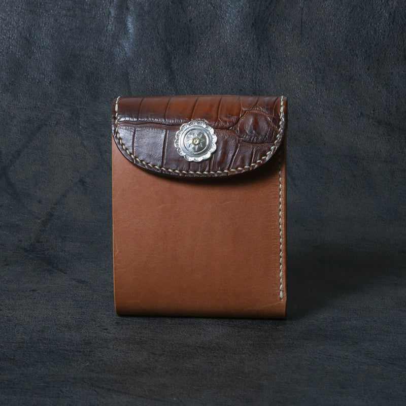 【2025 MOTOR SPECIAL】HW7 ハンドダイ・クロコ ≪BROWN≫ "HIDEO MOTOIKE" ショートウォレット