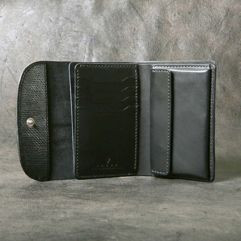 【2025 SPECIAL】W6 ロシアンカーフ ≪BLACK≫ ミドルウォレット