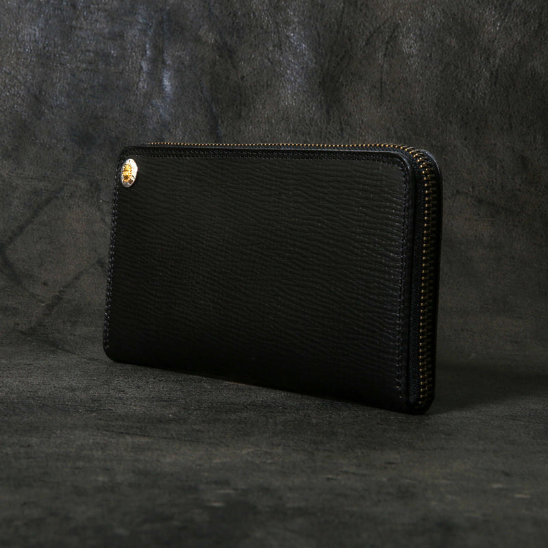 【2025 SPECIAL】FW1 クロスハッチコードバン ≪BLACK≫ ジップロングウォレット