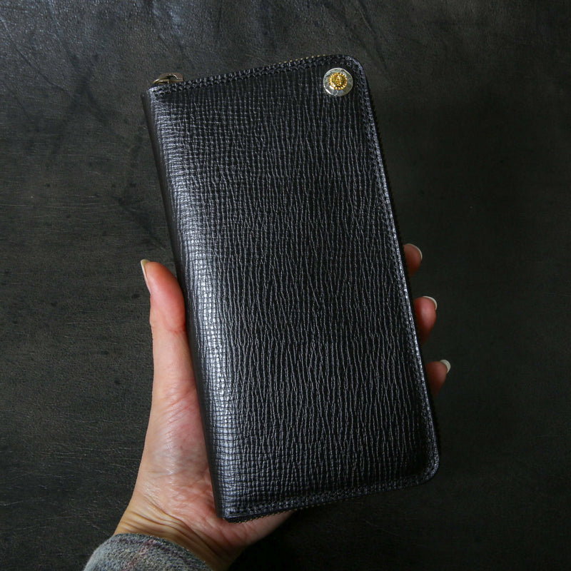 【2025 SPECIAL】FW1 クロスハッチコードバン ≪BLACK≫ ジップロングウォレット