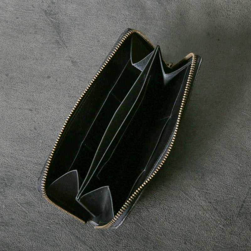 【2025 SPECIAL】FW1 クロスハッチコードバン ≪BLACK≫ ジップロングウォレット