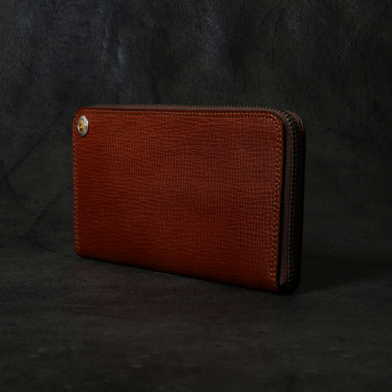 【2025 SPECIAL】FW1 クロスハッチコードバン ≪BROWN≫ ジップロングウォレット