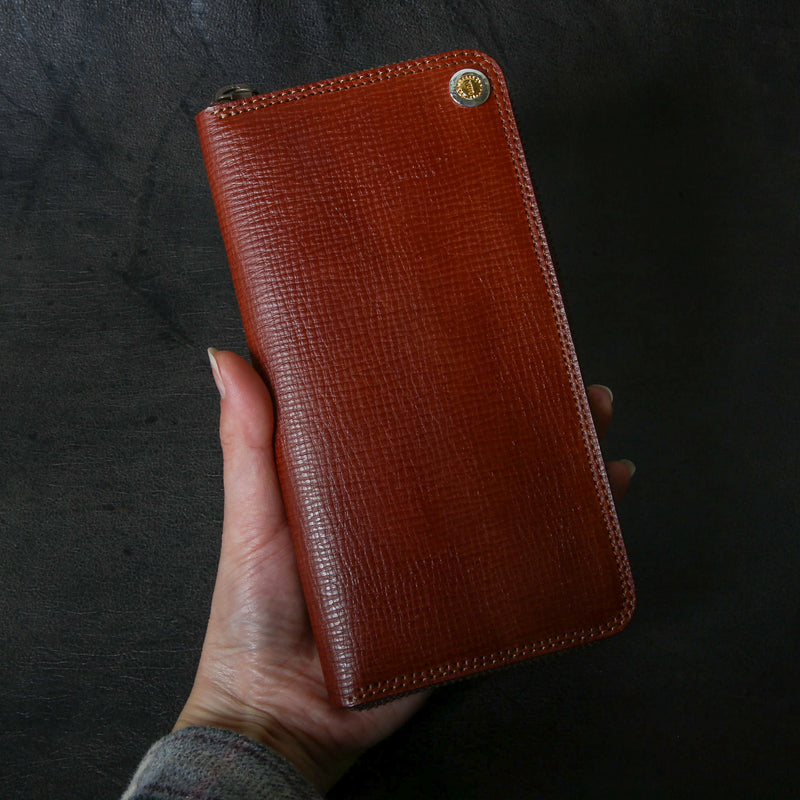 【2025 SPECIAL】FW1 クロスハッチコードバン ≪BROWN≫ ジップロングウォレット