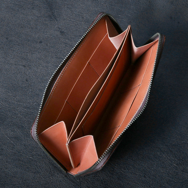 【2025 SPECIAL】FW1 クロスハッチコードバン ≪BROWN≫ ジップロングウォレット