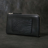 【2025 SPECIAL】FW5 ハンドダイ・クロコ × ホーウィンヌメ ≪BLACK≫ L字ファスナーロングウォレット