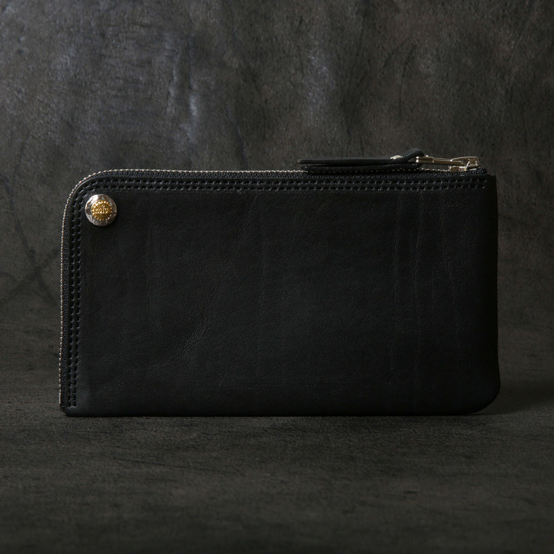 【2025 SPECIAL】FW5 ハンドダイ・クロコ × ホーウィンヌメ ≪BLACK≫ L字ファスナーロングウォレット