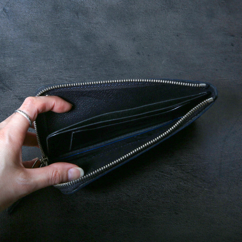 【2025 SPECIAL】FW5 藍染パイソン × ブライドルレザー L字ファスナーロングウォレット