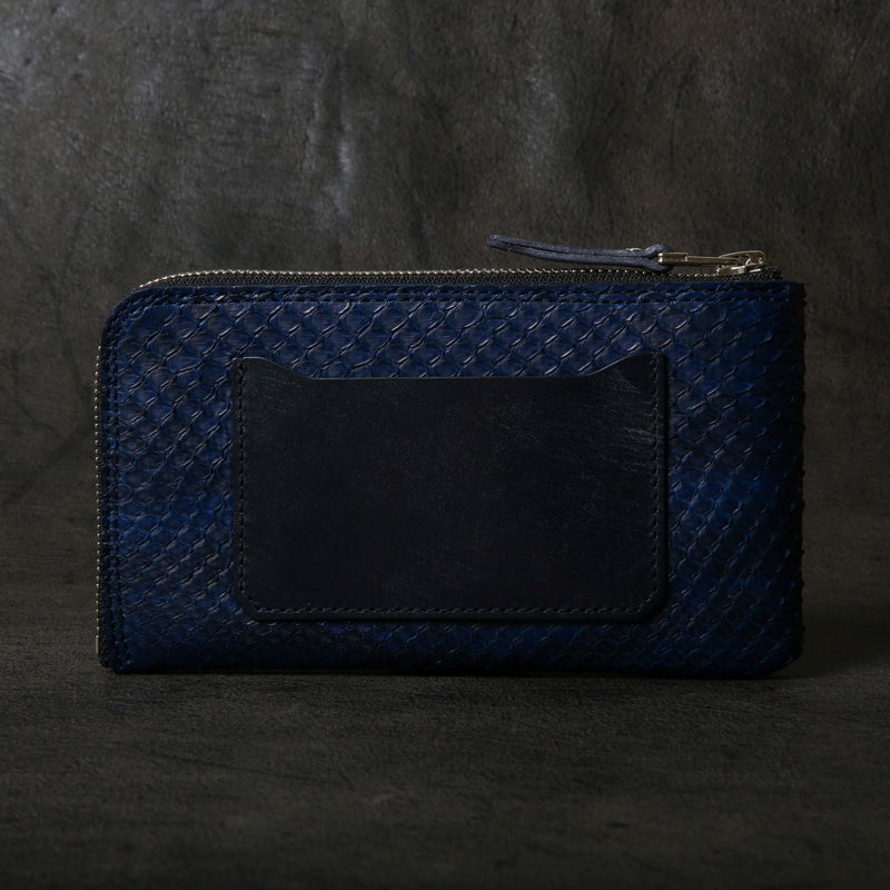 【2025 SPECIAL】FW5 藍染パイソン × ブライドルレザー L字ファスナーロングウォレット