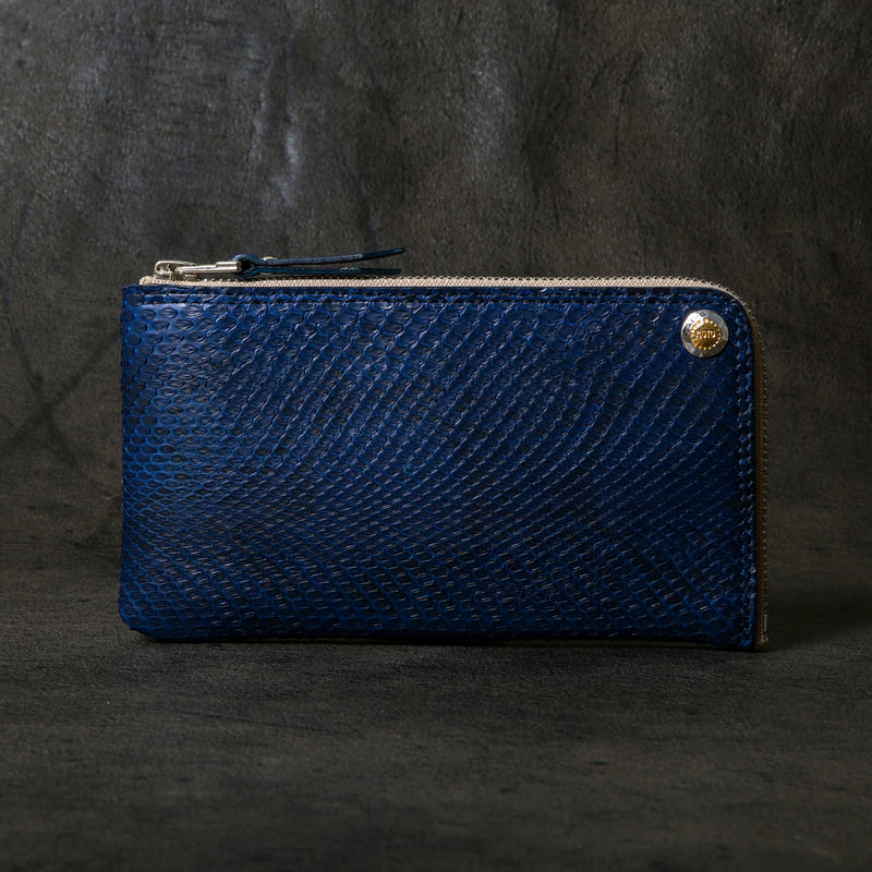 【2025 SPECIAL】FW5 藍染パイソン × ブライドルレザー L字ファスナーロングウォレット