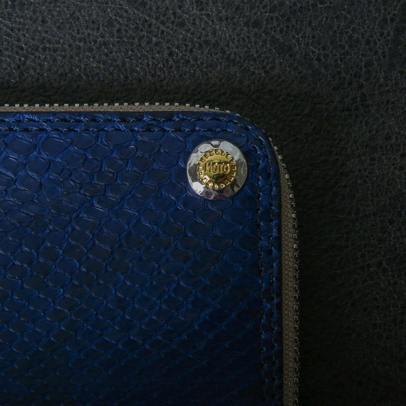 【2025 SPECIAL】FW5 藍染パイソン × ブライドルレザー L字ファスナーロングウォレット