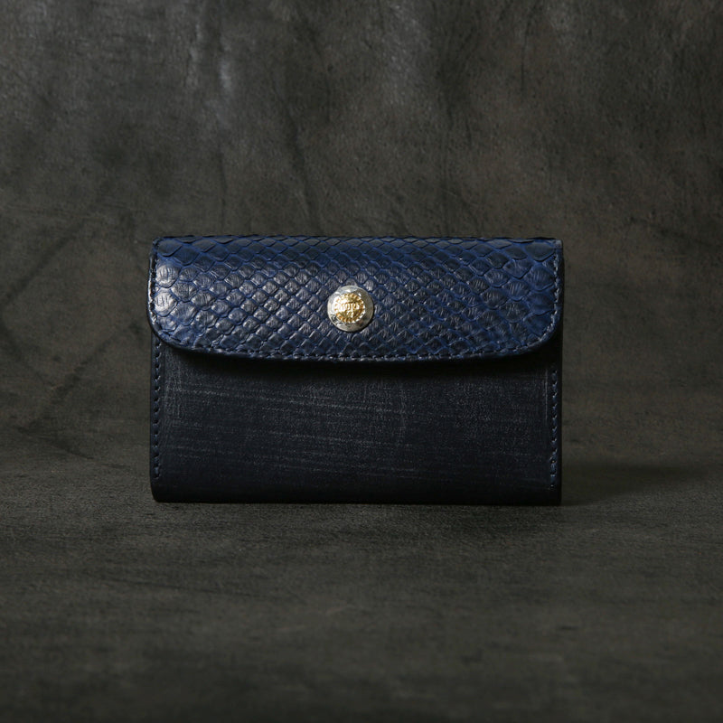 【2025 SPECIAL】CA6 藍染パイソン × ブライドルレザー カードケース