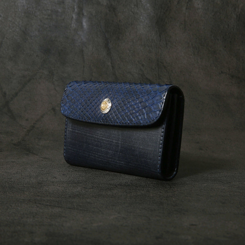 【2025 SPECIAL】CA6 藍染パイソン × ブライドルレザー カードケース