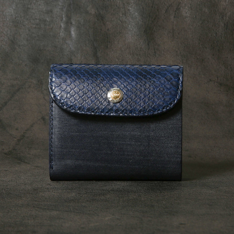 【2025 SPECIAL】W5 藍染パイソン × ブライドルレザー ショートウォレット