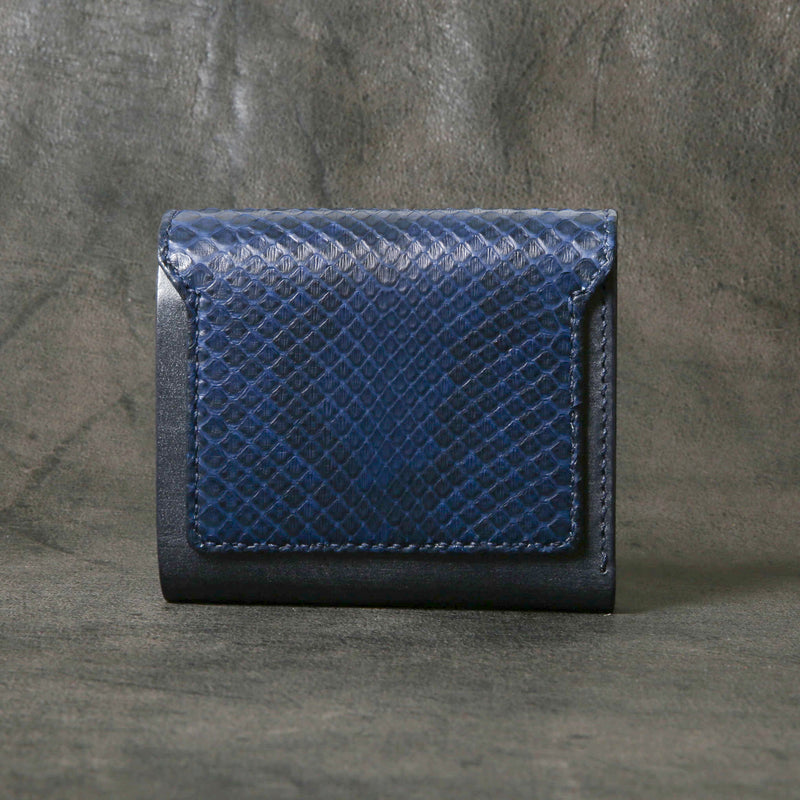 【2025 SPECIAL】W5 藍染パイソン × ブライドルレザー ショートウォレット