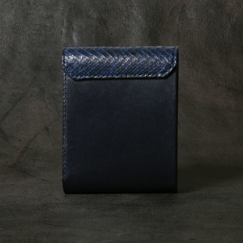 【2025 SPECIAL】W7 藍染パイソン × ブライドルレザー ショートウォレット