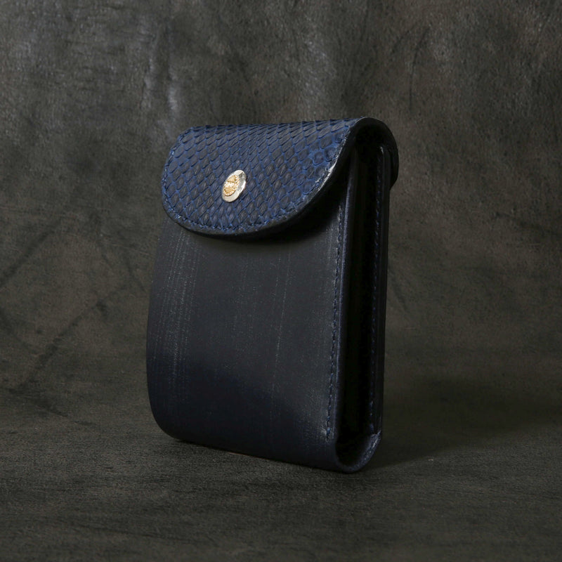 【2025 SPECIAL】W7 藍染パイソン × ブライドルレザー ショートウォレット