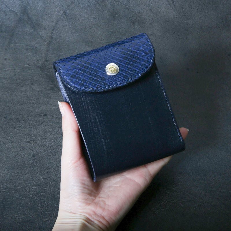 【2025 SPECIAL】W7 藍染パイソン × ブライドルレザー ショートウォレット
