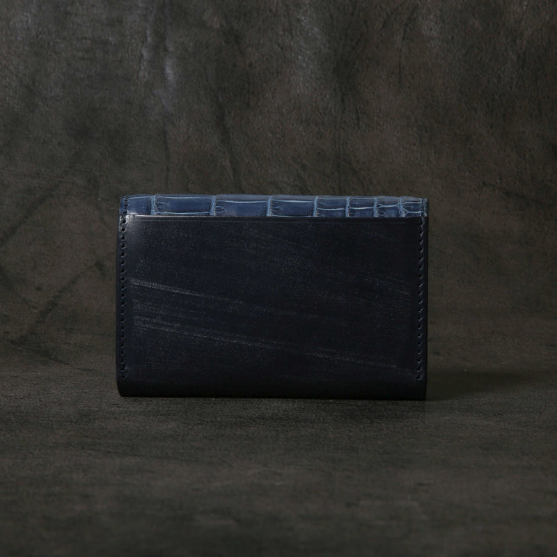 【2025 SPECIAL】CA6 藍染クロコ × ブライドルレザー カードケース