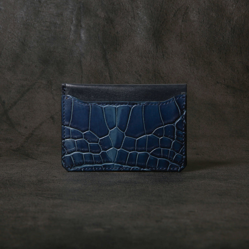 【2025 SPECIAL】CA7 藍染クロコ × ブライドルレザー カードケース