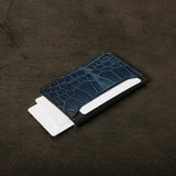 【2025 SPECIAL】CA7 藍染クロコ × ブライドルレザー カードケース