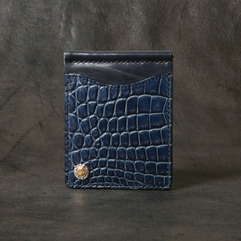 【2025 SPECIAL】MC1 藍染クロコ × ブライドルレザー マネークリップ