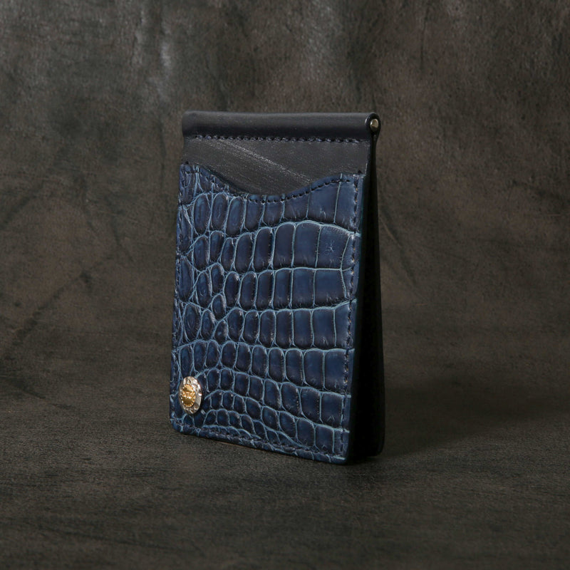 【2025 SPECIAL】MC1 藍染クロコ × ブライドルレザー マネークリップ