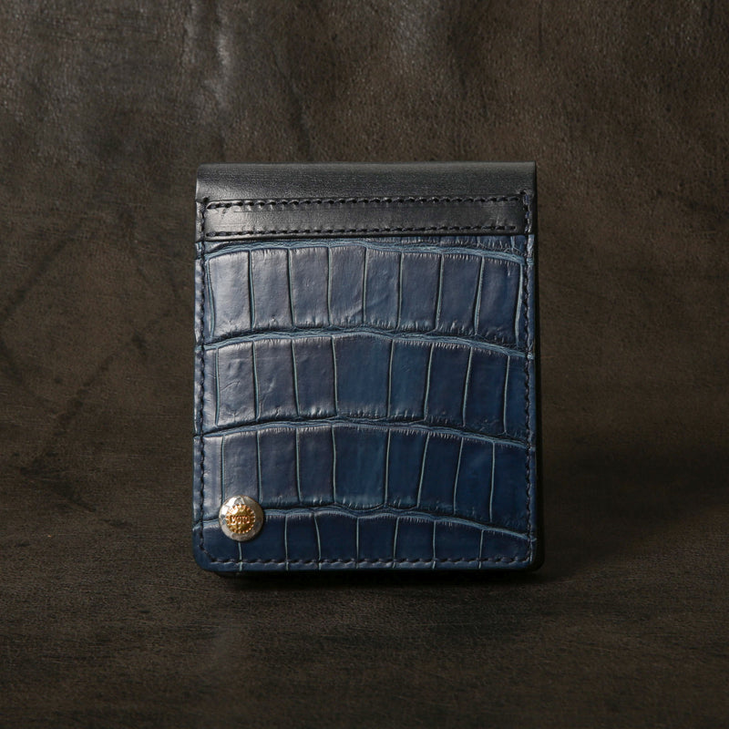 【2025 SPECIAL】W1 藍染クロコ × ブライドルレザー ショートウォレット