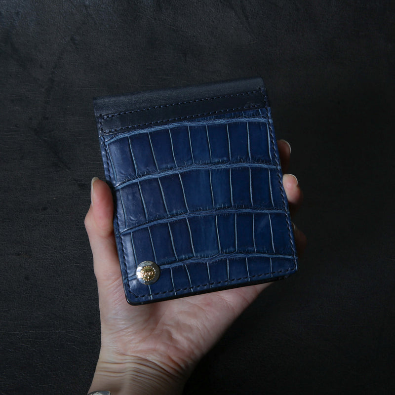 【2025 SPECIAL】W1 藍染クロコ × ブライドルレザー ショートウォレット