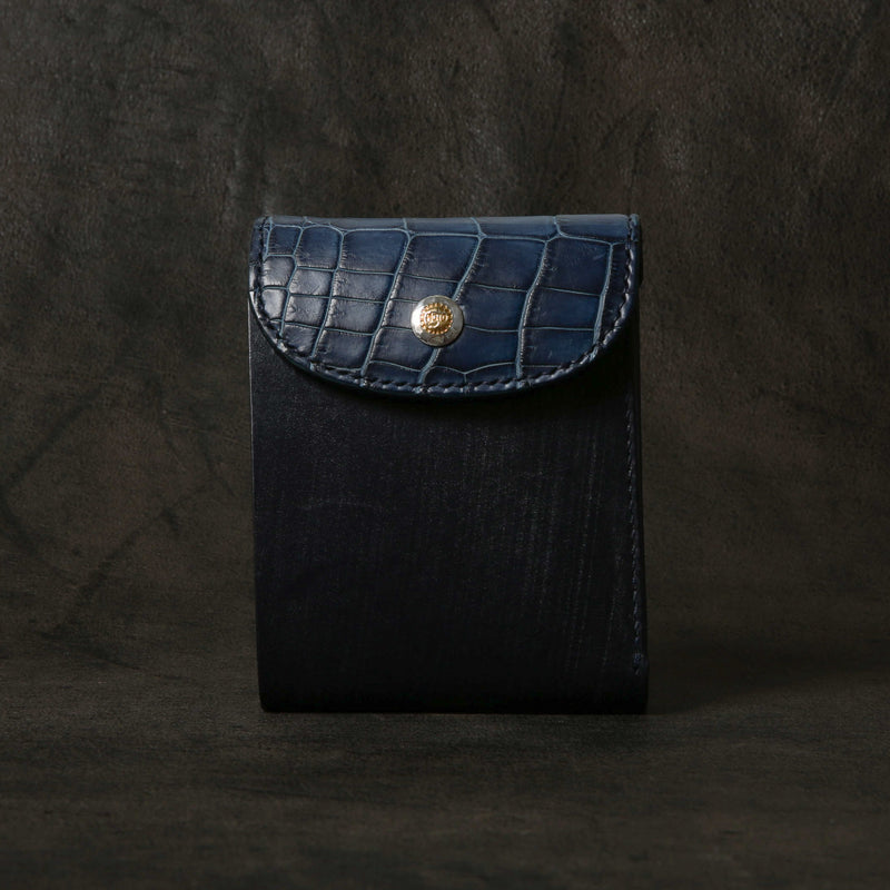【2025 SPECIAL】W7 藍染クロコ × ブライドルレザー ショートウォレット