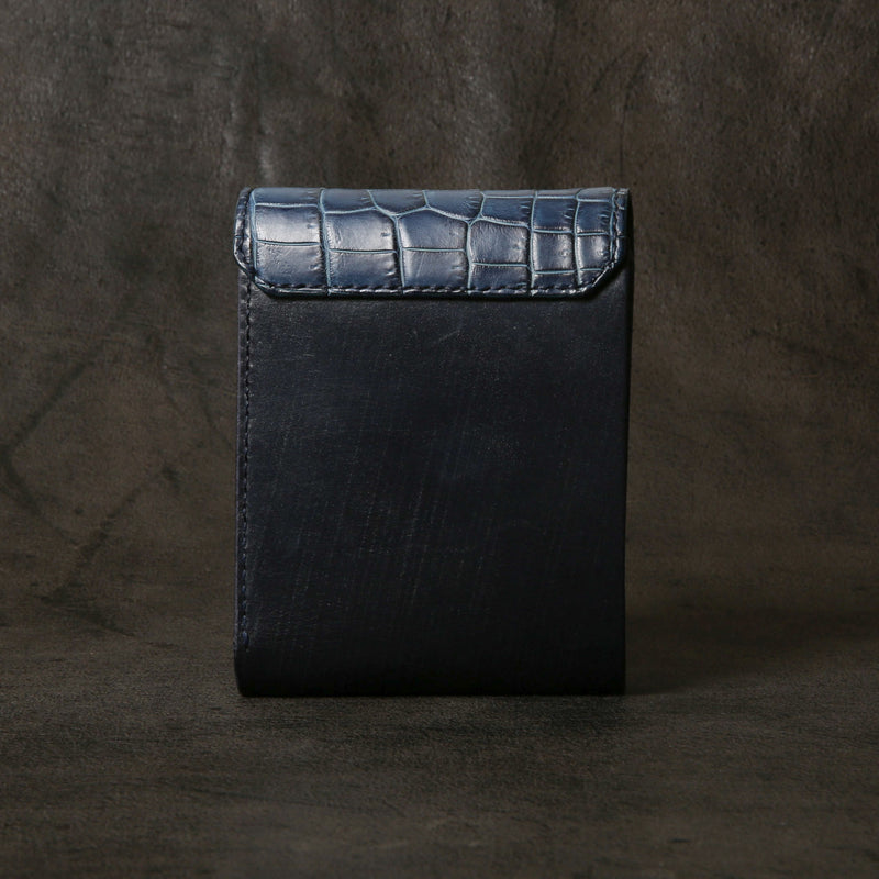【2025 SPECIAL】W7 藍染クロコ × ブライドルレザー ショートウォレット