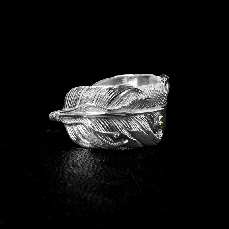 BG-05 FEATHER BANGLE (24K GOLD ACCENT) / K24太陽スタンプ付フェザー