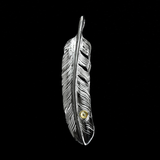 【NEW ARRIVAL】FT-57L FEATHER PENDANT (18K GOLD ACCENT) , LARGE , LEFT /  55メタル付き大フェザー(左)