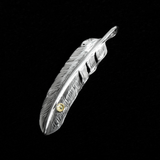 【NEW ARRIVAL】FT-57L FEATHER PENDANT (18K GOLD ACCENT) , LARGE , LEFT /  55メタル付き大フェザー(左)