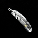 【NEW ARRIVAL】FT-57R FEATHER PENDANT (18K GOLD ACCENT) , LARGE , RIGHT /  55メタル付き大フェザー(右)